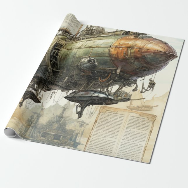 Vintage Steampunk Zeppelin (8) Tissue Paper (Unrolled)