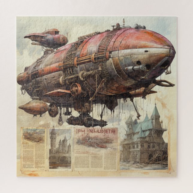 Vintage Steampunk Zeppelin (9) Jigsaw Puzzle (Vertical)