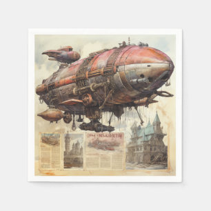 Vintage Steampunk Zeppelin (9) Napkin