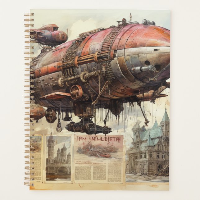 Vintage Steampunk Zeppelin (9) Planner (Front)