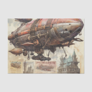 Vintage Steampunk Zeppelin (9) Tissue Paper