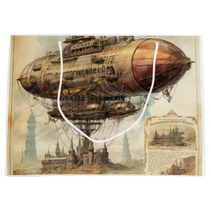 Vintage Steampunk Zeppelin (9) Tissue Paper Large Gift Bag