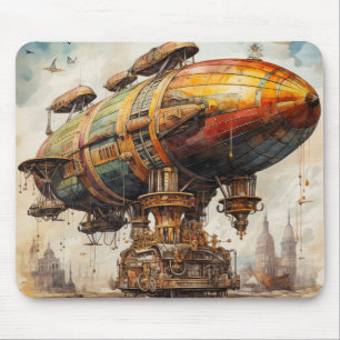 Vintage Steampunk Zeppelin Mouse Pad