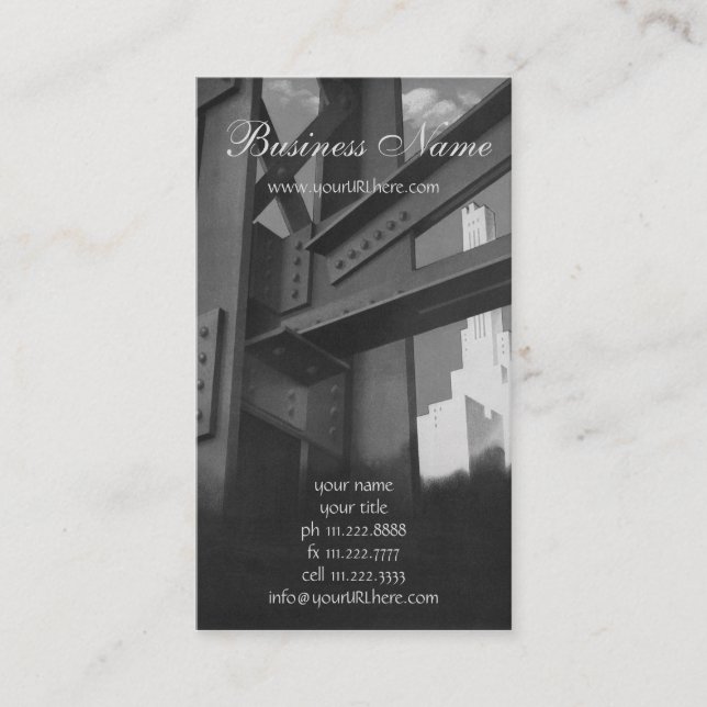 Vintage Steel Construction Skyscraper Architecture Business Card (Front)