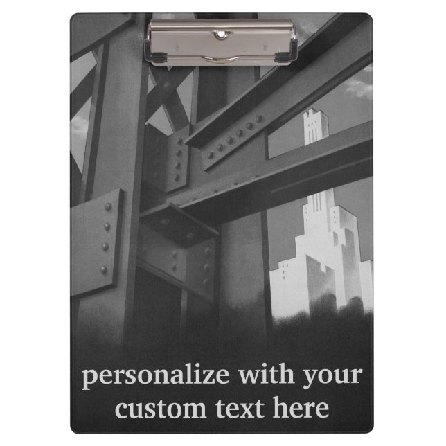 Vintage Steel Construction Skyscraper Architecture Clipboard (Front)