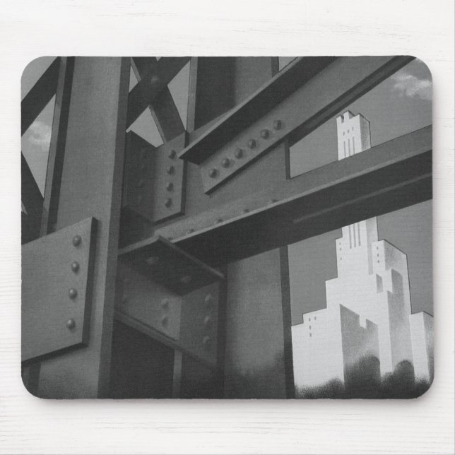 Vintage Steel Construction Skyscraper Architecture Mouse Pad (Front)