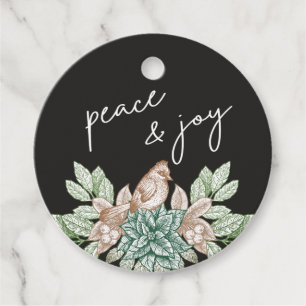 vintage stencil holly plant happy holidays favour tags