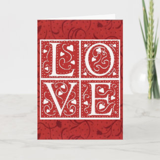 Vintage Stencil Valentine Love Letters Holiday Card