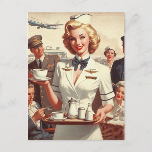 Vintage steward pin up postcard (Front)
