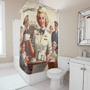 Vintage steward pin up shower curtain