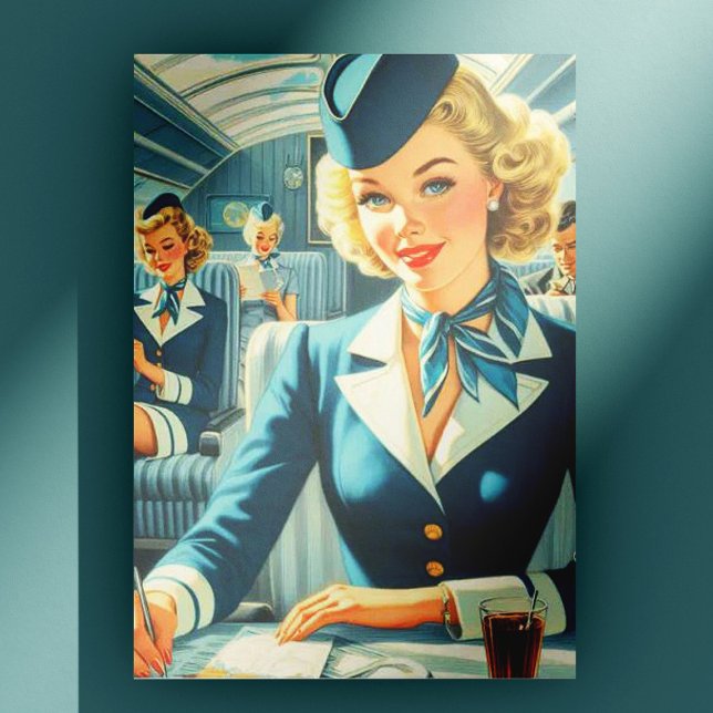 Vintage Stewardess Illustration Postcard (Creator Uploaded)