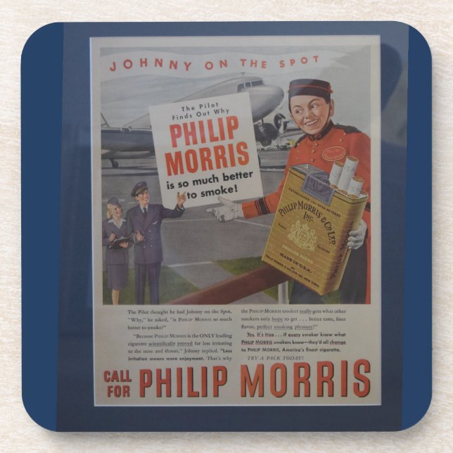 Vintage Stewardess Pilot Cigarette Advertisement Coaster (Front)