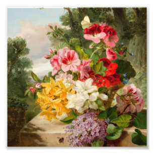Vintage Still Life Floral Bouquet Oil Painting Photo Print