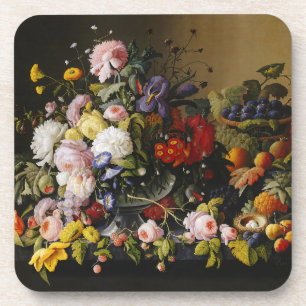 Vintage Still Life Flowers and Fruits Coaster