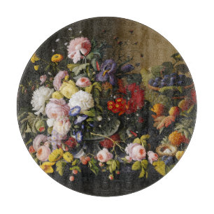 Vintage Still Life Flowers and Fruits Cutting Board