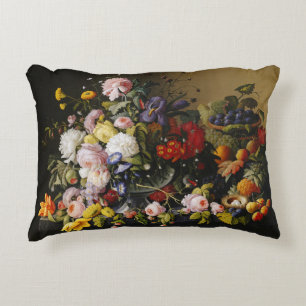 Vintage Still Life Flowers and Fruits Decorative Cushion