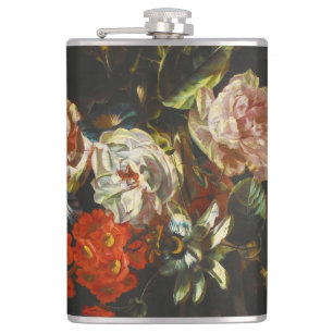 Vintage Still Life with Flowers Hip Flask