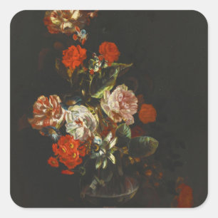 Vintage Still Life with Flowers Square Sticker