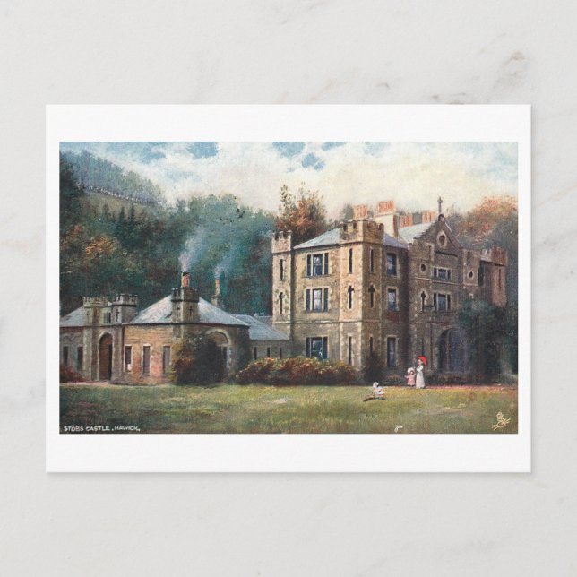 Vintage Stobs Castle, Hawick, Scotland Postcard (Front)