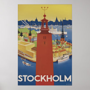 Vintage Stockholm Sweden Travel Poster