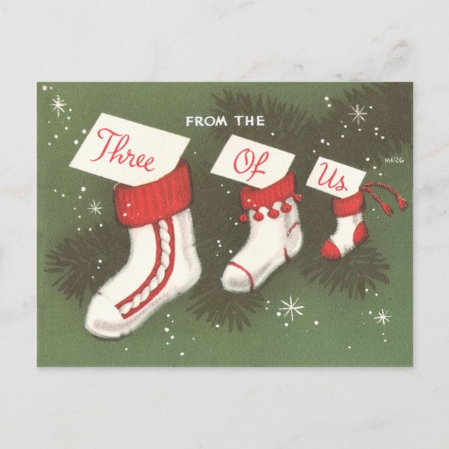 Vintage Stockings Holiday Postcard (Front)