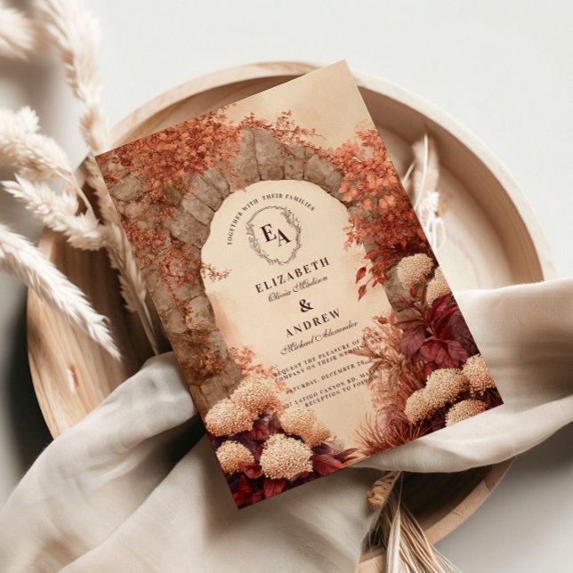 Vintage Stone Arch Fall Wedding Invitation (Creator Uploaded)