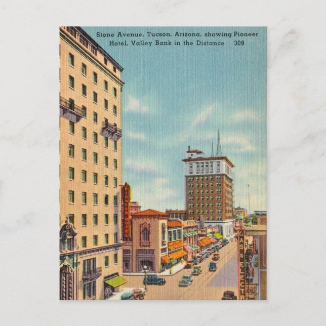 Vintage Stone Avenue, Tucson, Arizona Postcard (Front)