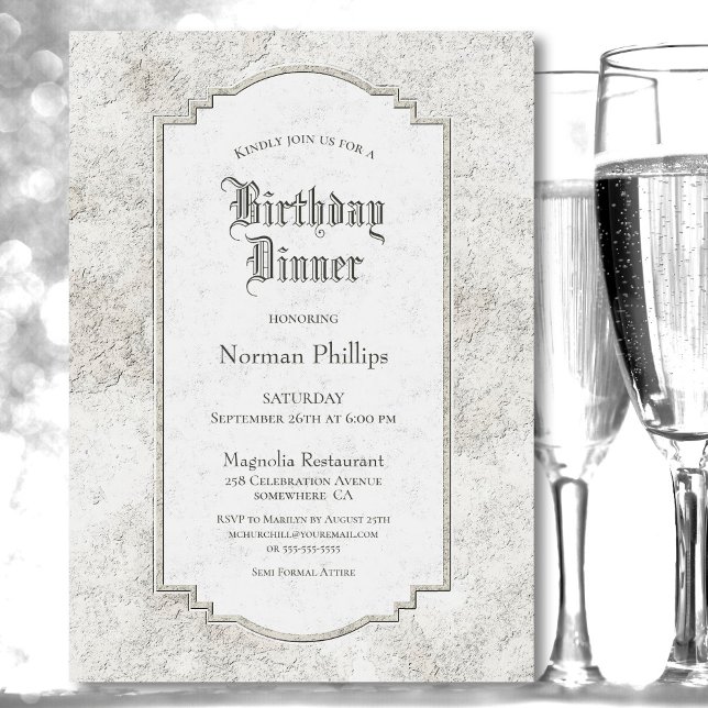 Vintage Stone Birthday Dinner Invitation (Creator Uploaded)