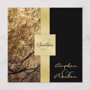 Vintage Stone Monogram Formal Wedding Invitation