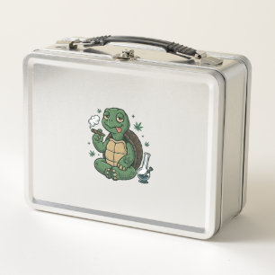 Vintage Stoner Turtle Vector Shirt Design_1 Metal Lunch Box