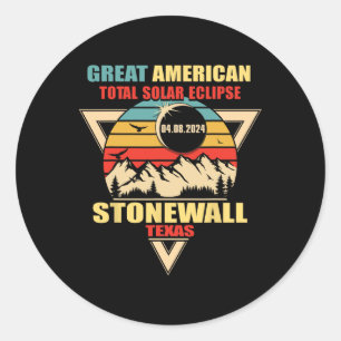 Vintage Stonewall Texas Total Solar Eclipse 2024 Classic Round Sticker