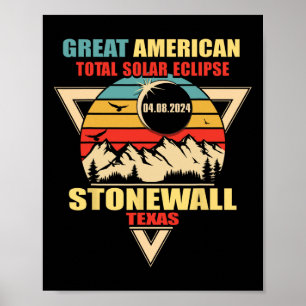 Vintage Stonewall Texas Total Solar Eclipse 2024 Poster