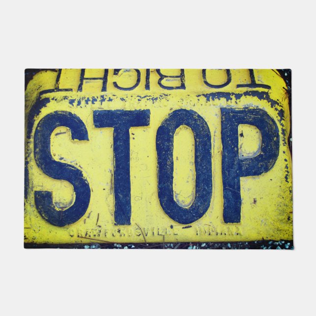 Vintage Stop Sign Doormat (Front)
