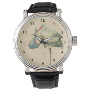 Vintage Stork Carrying Baby Boy in Blue Blanket Watch