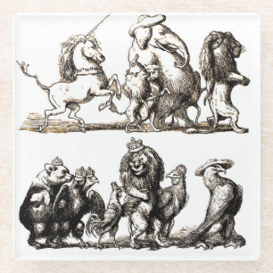 Vintage Storybook Animal Parade: Nursery Wall Art  Glass Coaster