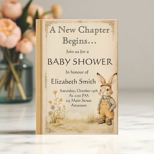 Vintage Storybook Baby Shower with Bunny Invitation (Creator Uploaded)