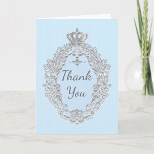 Vintage Storybook Blue Crown Thank You Fold Card