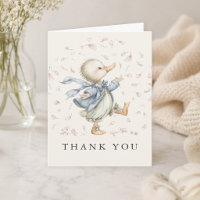 Vintage Storybook Duck Boy Baby Shower Thank You