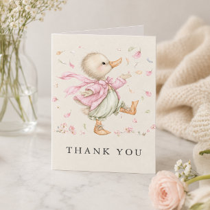 Vintage Storybook Duck Girl Baby Shower Thank You Card