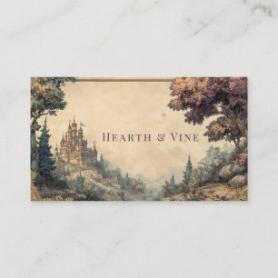 Vintage Storybook Fairytale Castle Purple Tree Business Card