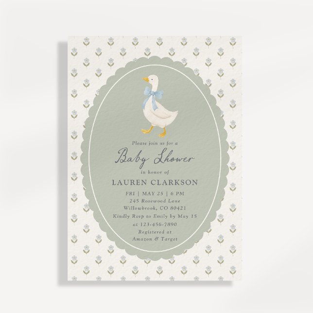 Vintage Storybook Goose Baby Shower Invitation (Creator Uploaded)