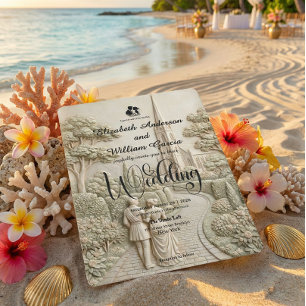 Vintage Storybook Gothic Cathedral Garden Wedding Invitation