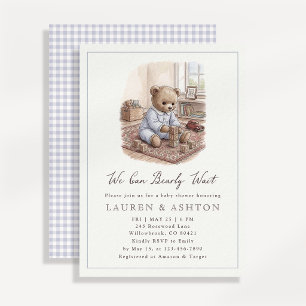 Vintage Storybook Inspired Bearly Wait Baby Shower Announcement