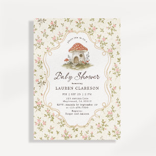 Vintage Storybook Inspired Mushroom House Woodland Invitation