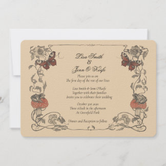 Vintage Storybook Mushroom Wedding Invitation
