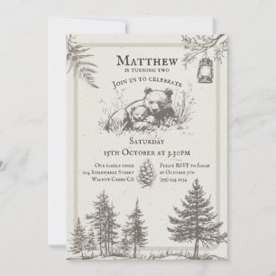 Vintage Storybook Style Woodland Animal Birthday Invitation