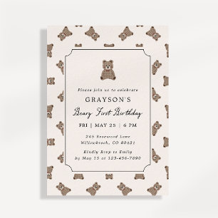 Vintage Storybook Teddy Bear Birthday Invitation