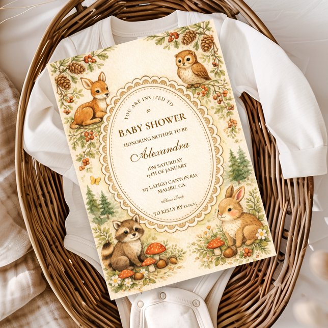 Vintage Storybook Woodland Baby Shower Invitation (Creator Uploaded)