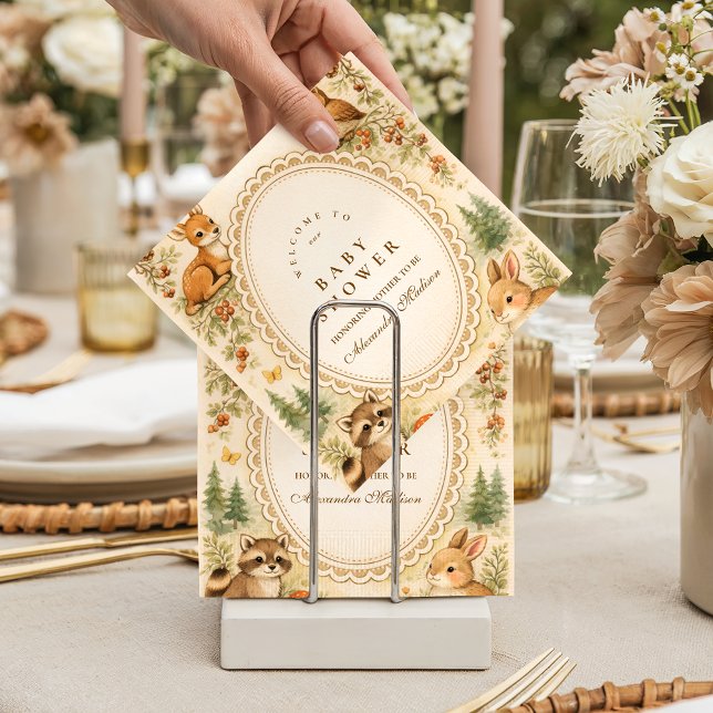 Vintage Storybook Woodland Baby Shower Napkin (Creator Uploaded)