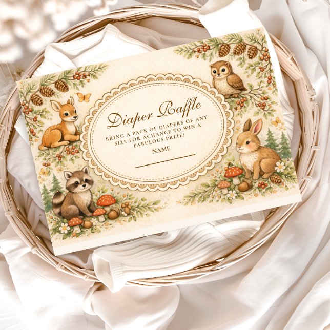 Vintage Storybook Woodland Diapper Raffle Enclosure Card (Creator Uploaded)